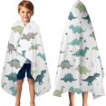 thumbnail image 3 of White Cartoon Dinosaurs Triangles Plants Pattern Hooded Bath Towel，60"x35" for Ages 3 To 12 Kids, Quick Dry Lightweight Soft Microfiber Hood Beach Towel Cover Up for Kids, 3 of 7