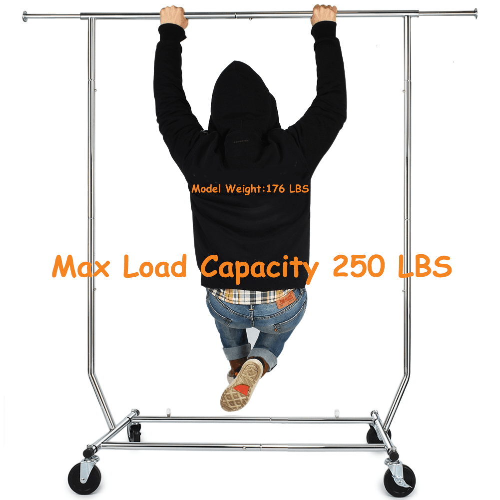 US Heavy Duty Commercial Garment Rack Rolling Collapsible Clothing Shelf Chrome 