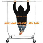 250 lbs Heavy Duty Clothing Garment Rack Commercial Rolling Clothes Rack on Wheels Adjustable Collapsible, Chrome Finish