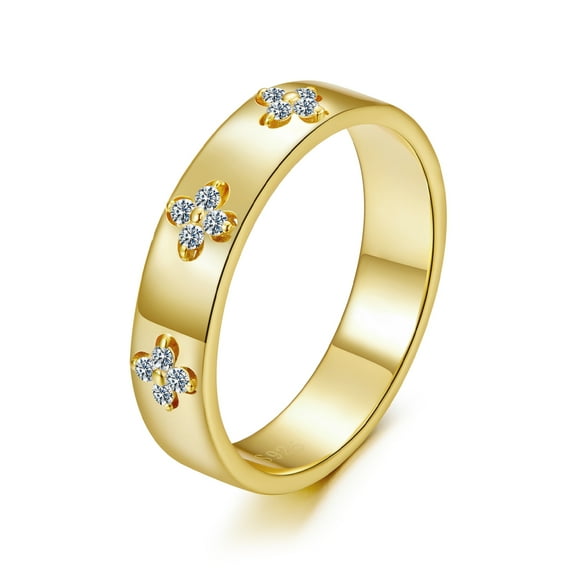 Lucky Clover Moissanite Ring,Sterling Silver Jewelry for Women