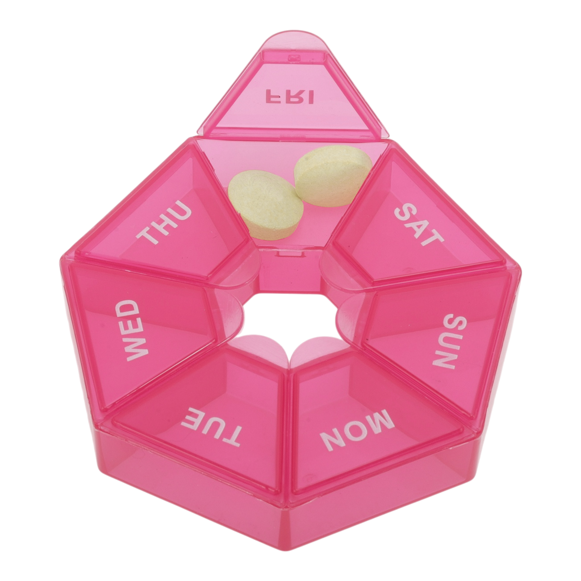 Unique Bargains Useful Durable Portable 7 Grid Polygonal Pill Case 1 Pc Rose Pink