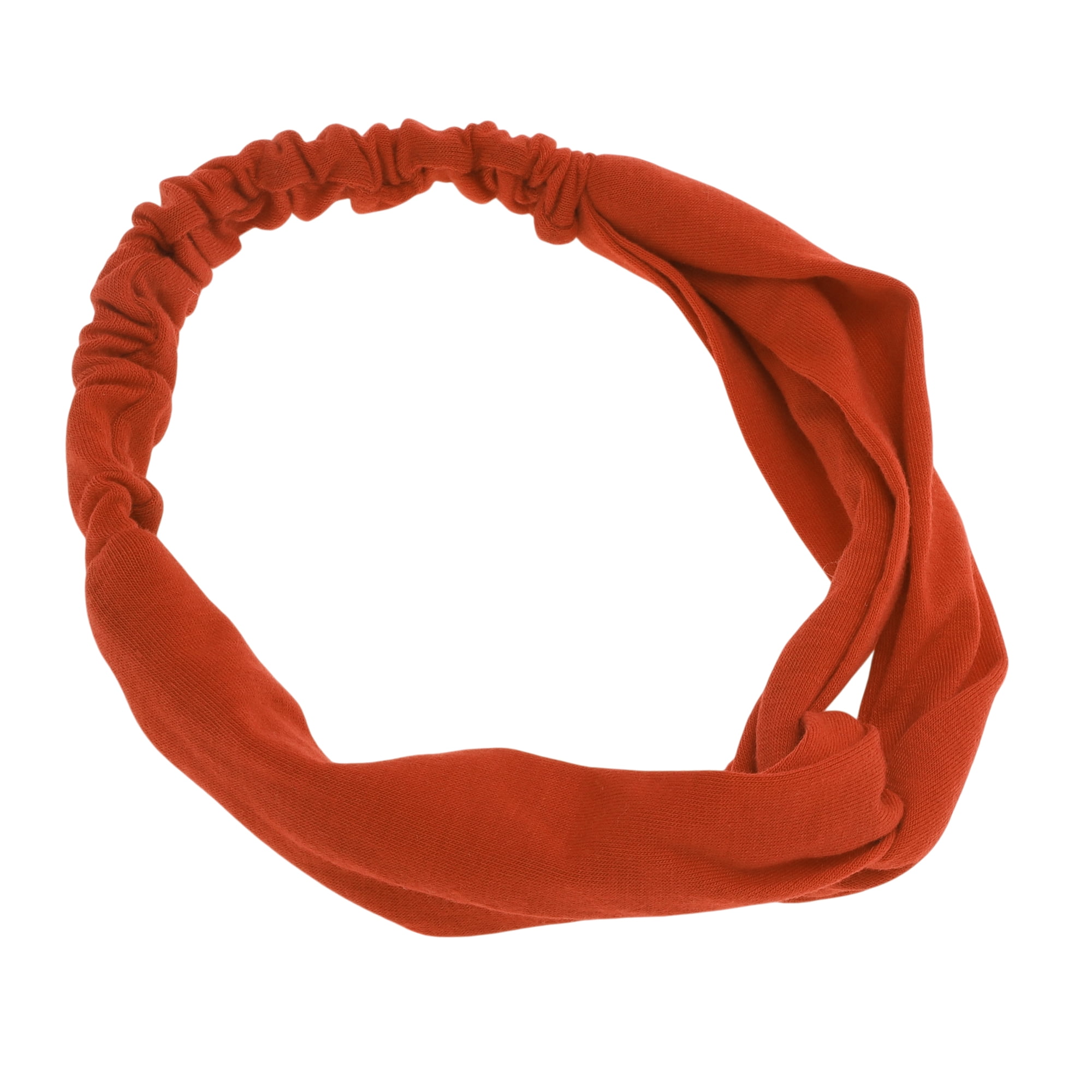 Unique Bargains Stylish Simple Solid Elastic Cross Headwrap Brick Red
