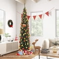 thumbnail image 3 of Patiojoy 9FT Artificial Christmas Tree Pre-lit Pencil Xmas Tree with 699 Branch Tips 400 Warm White LED Lights, 3 of 10