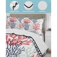 thumbnail image 4 of Quilts Twin-XL Size Bedding Set, Red Navy Blue Coral Coastal Lightweight Quilted Comforter, Summer Beach Seaside Nautical Soft Bedspread Coverlet with Pillow Covers for All Season, 68" x 98", 4 of 7