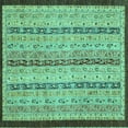 thumbnail image 1 of Ahgly Company Machine Washable Indoor Square Abstract Turquoise Blue Modern Area Rugs, 8' Square, 1 of 4