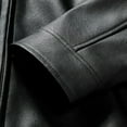 thumbnail image 3 of IROINNID Men's Long Sleeve Faux Leather Stand Collar Short Jacket Solid Color Loose Warm Thickened Leather Long Jacket Pocket Slim Top Coat, 3 of 6