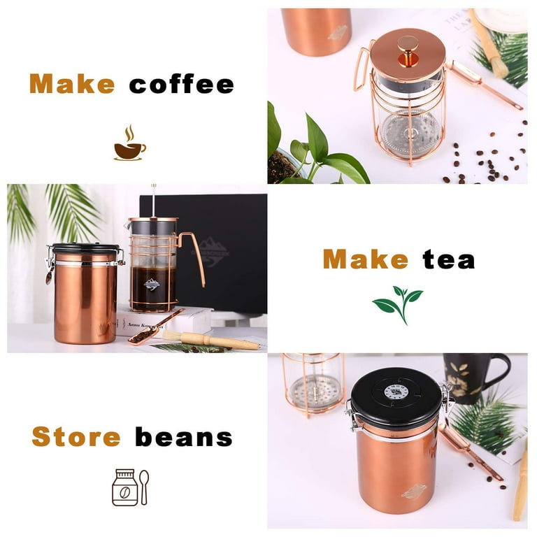 Tilz Collection Coffee Cafetiere French Press Coffee Maker for Ground Coffee with 9 Flavoured Ground Coffee and Measuring Spoons Coffee Gift