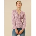 thumbnail image 2 of Blusa Top Peplum Estampado Floral Lazo Auto Cuello En V Con Volantes Cruzados Para Mujer Rosa M, 2 of 6