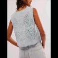 thumbnail image 4 of Camiseta Corta Sin Mangas con Cuello en V y Estampado Floral con Ojales Bordados para Mujer, Estilo Y2K Azul M, 4 of 7