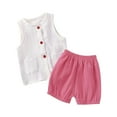 thumbnail image 3 of Swuxness Little Girls Sleeveless Tank 2-piece Sets, Girls Summer Outfit Sets, Children's Summer and Breathable Clothing Two-piece Set for Girls Hot Pink, 4 Years, 3 of 5