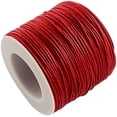 thumbnail image 1 of 1 rollo de 10,93 yardas (10 m) de hilo de algodón encerado de 1 mm, color rojo. Materiales para ensartar en pulseras, collares, bisutería y manualidades., 1 of 2