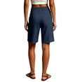 thumbnail image 4 of Bermuda Shorts for Women with Pockets Knee Length Elastic Waisted Long Shorts Casual Workout Side Tie Shorts with Pockets Dark Blue XL, 4 of 7