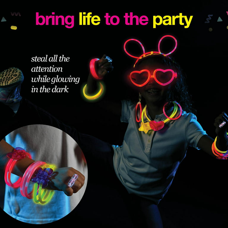 200 Pcs Foam Glow Sticks Bulk and Neon Glasses for Glow Party, Glow in The  Da