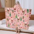 thumbnail image 5 of Pink Christmas Santa Pattern Hooded Bath Towel，60"x35" for Ages 3 To 12 Kids, Quick Dry Lightweight Soft Microfiber Hood Beach Towel Cover Up for Kids, 5 of 7