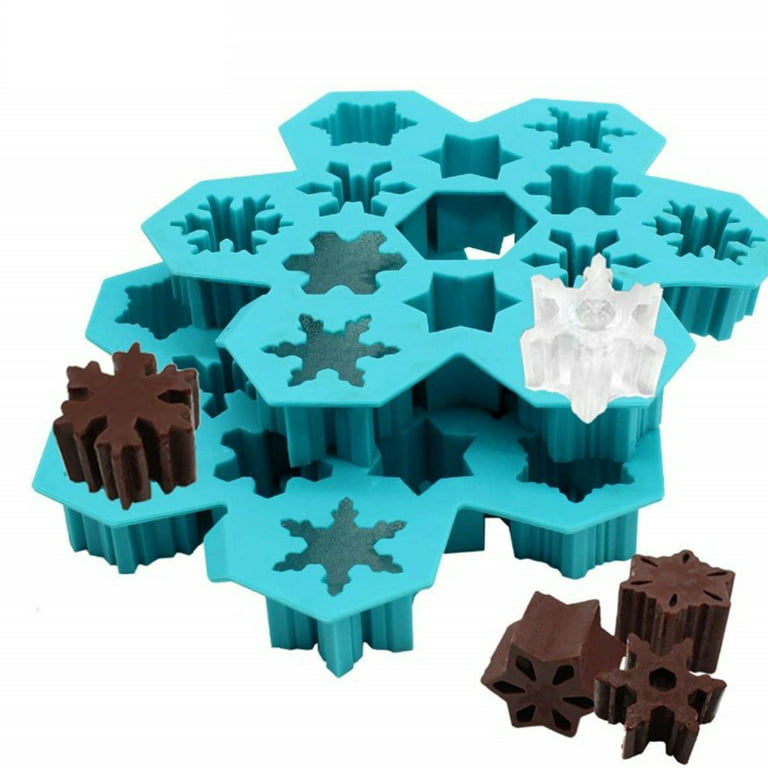 SDJMa Snowflake SIlicone Ice Cube Tray, Novelty Ice Mold, Large Ice Cube  Mold, Makes 12 Ice Cubes, Snow Ice Tray 