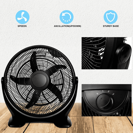 

Simple Deluxe 18 Inch 3-Speed Plastic Floor Fans Oscillating Quiet for Home Commercial Residential and Greenhouse Use Outdoor/Indoor Black