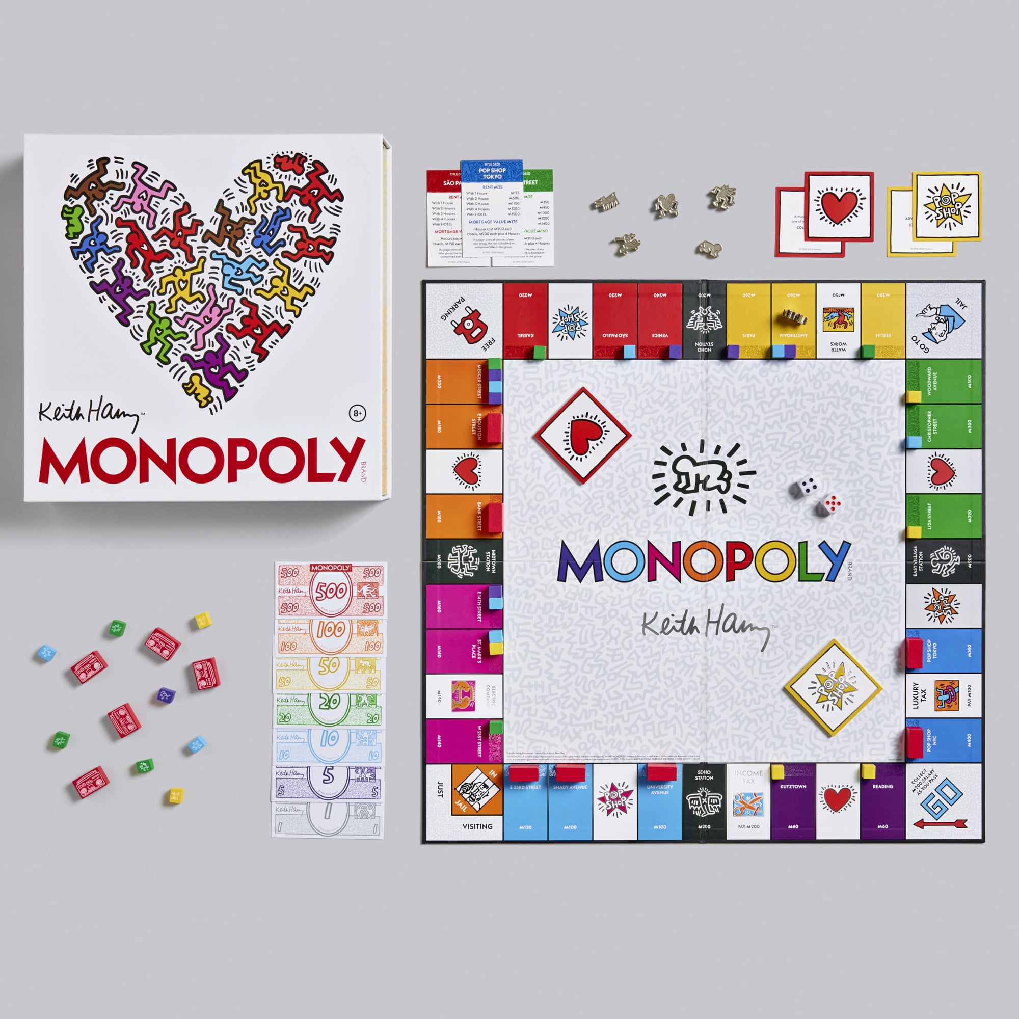 WS Game Company Keith Haring Monopoly – Pop Shop 40th Anniversary Edition – Premium Art-Wrapped Collector’s Board Game – Featuring Iconic Art, Custom Metal Tokens, and Dancing Figure Pieces
