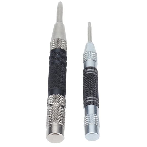 Centre Puncher, Stainless Steel Center Punch 2Pcs Easy Automatic for Wood Metal Glass