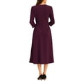 thumbnail image 3 of INSPIRE CHIC Women's Work Dress A Line 3/4 Sleeves Elegant Midi Dress XL Deep Purple, 3 of 5