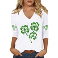 thumbnail image 2 of Odbmxy V-Neck Plus Size Tshirts Women St Patricks Day 3/4 Sleeve Womens Shirts Party Graphic Loose White Funny Leisure Shirts, 2 of 4