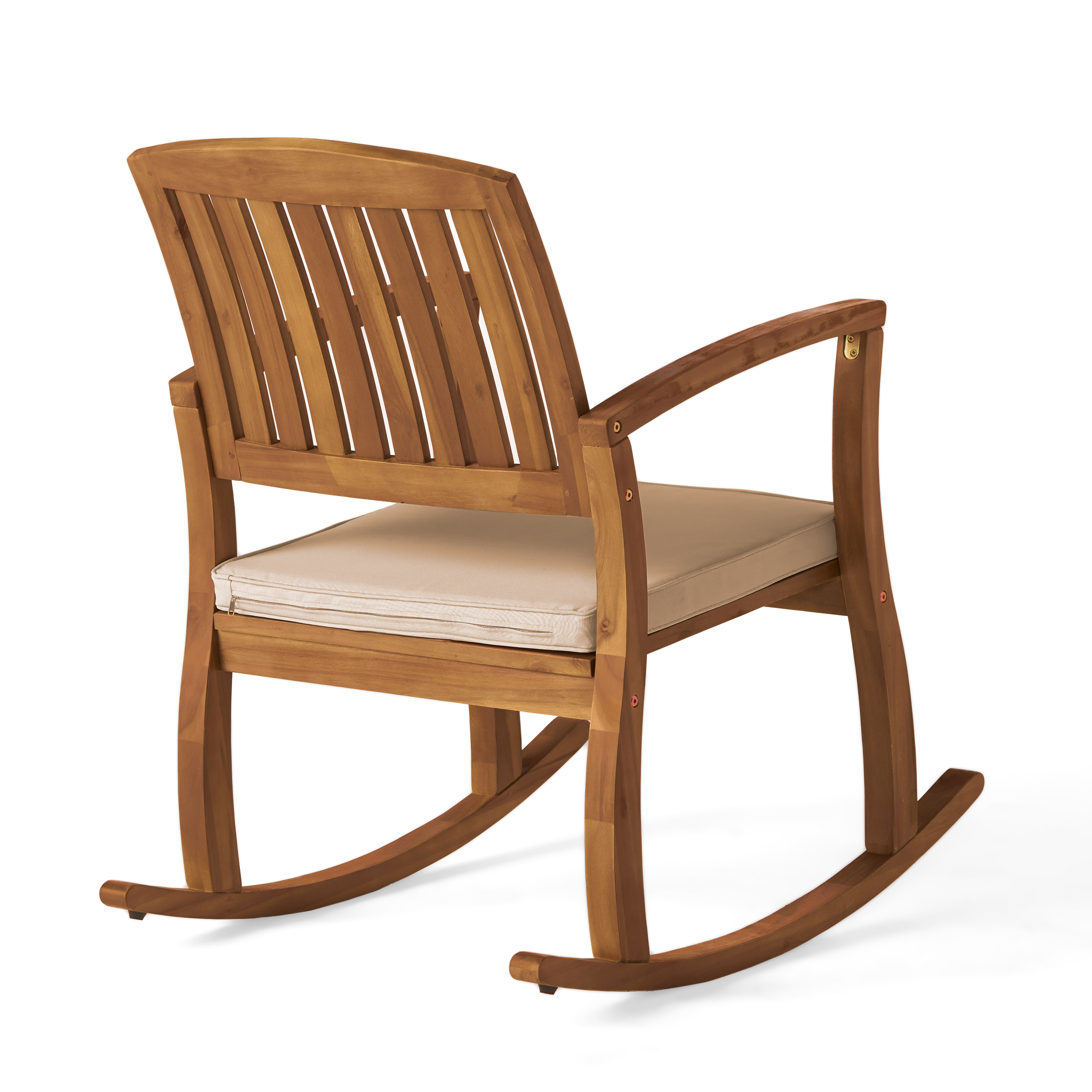 Hampton Acacia Rocking Chair with Cushion, Set of 2, and Acacia Accent Table, Teak Finish - image 5 of 12