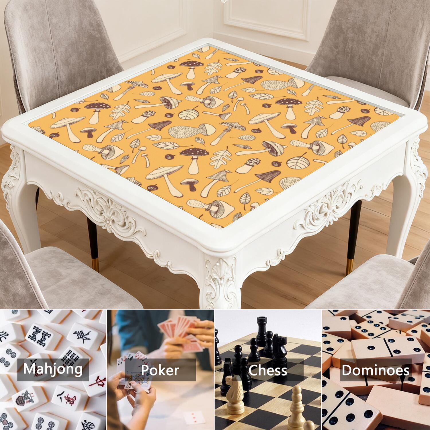 Large Plants Style Mahjong Mat 31.5x31.5 Inches Crafted from Durable Rubber with Anti-Slip Surface and Noise Dampening Technology for Multi-Purpose Game Table Use