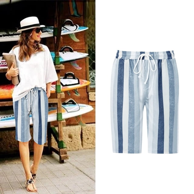 WILLBEST Pantalones Casuales para Mujer, Cómodos, con Cordón, Cintura Elástica, Suaves y Bonitos, para Playa, de Verano, con Bolsillos, para Uso Diario. Extra Grande