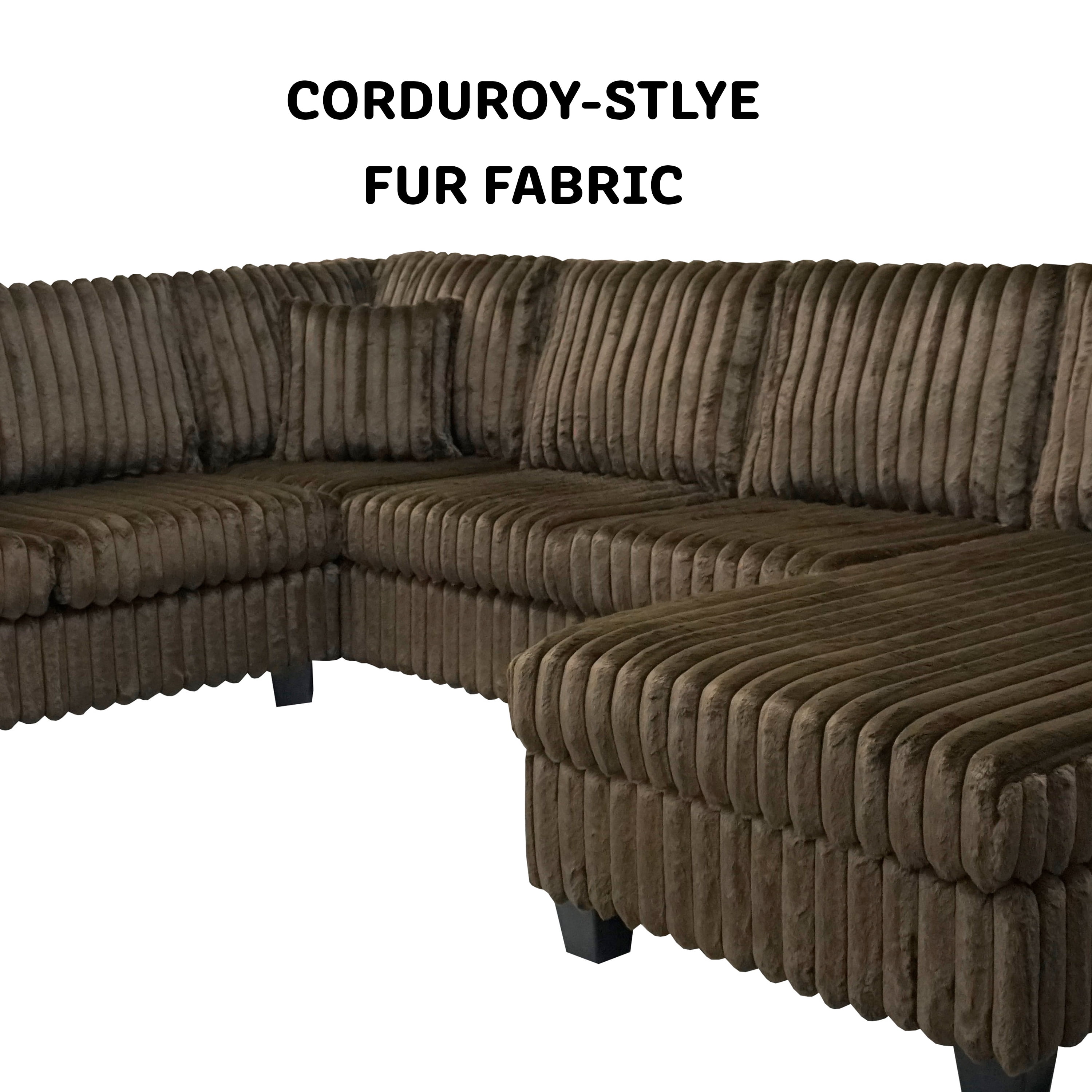 Bentley Plush Soft 6-Person U-Shaped Sectional Sofa with Chaise, Coffee