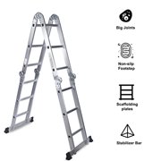 330lb 12.5ft Multi Purpose Aluminum Extension 7 in 1 Folding Step Ladder Foldable Lightweight Scaffold Ladder