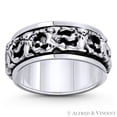thumbnail image 1 of Teddy Bear Love & Affection Charm 9mm Wide Band Spinning Ring in Oxidized .925 Sterling Silver, 1 of 1