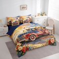 thumbnail image 2 of Manfei Vintage Truck 7pcs Queen Bedding,American Flag Bedding Comforter Set Queen,Red Blue,Navy Blue Reversible, 2 of 7