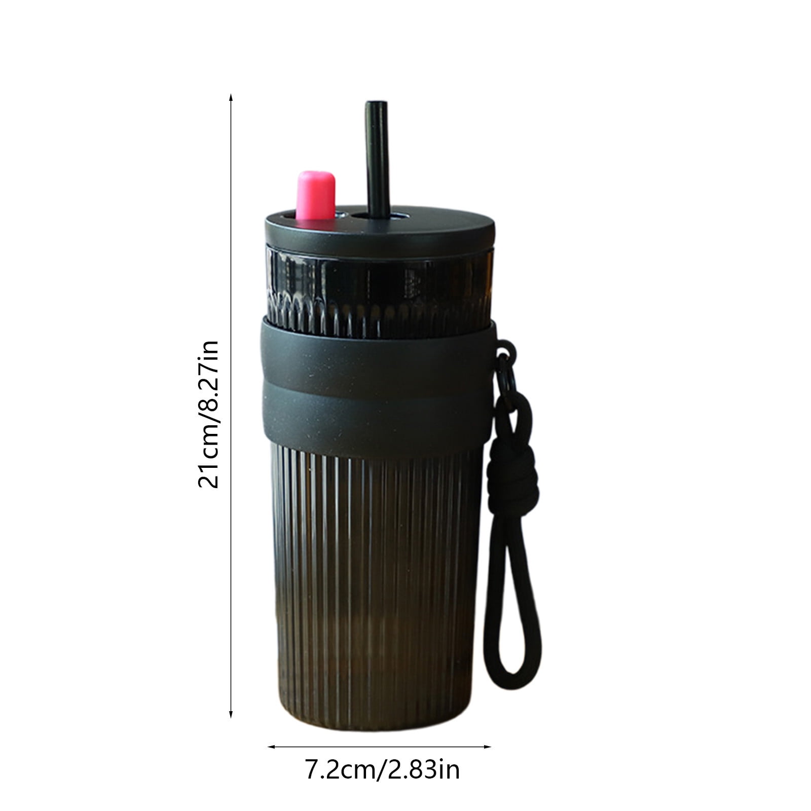 hzomhy 750Ml Straw Water Cup With Handle Black Plastic Tumbler Heat Proof  Leak Proof Portable Drinkware For Travel Sports 8.27 Inches Tall Black -  Walmart.ca
