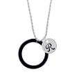 thumbnail image 2 of Delight Jewelry Acrylic 1 1/2" Ring Black Silvertone Script Initial Disc - R - Charm Necklace, 20"+3", 2 of 4