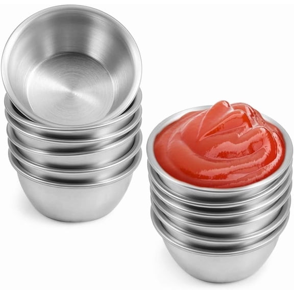 Ramekin Sauce Dipping Bowl Mini Sauce Cups Pudding Condiment Cups for Home Party Stainless Steel (Sliver 12 Pack 50ml)