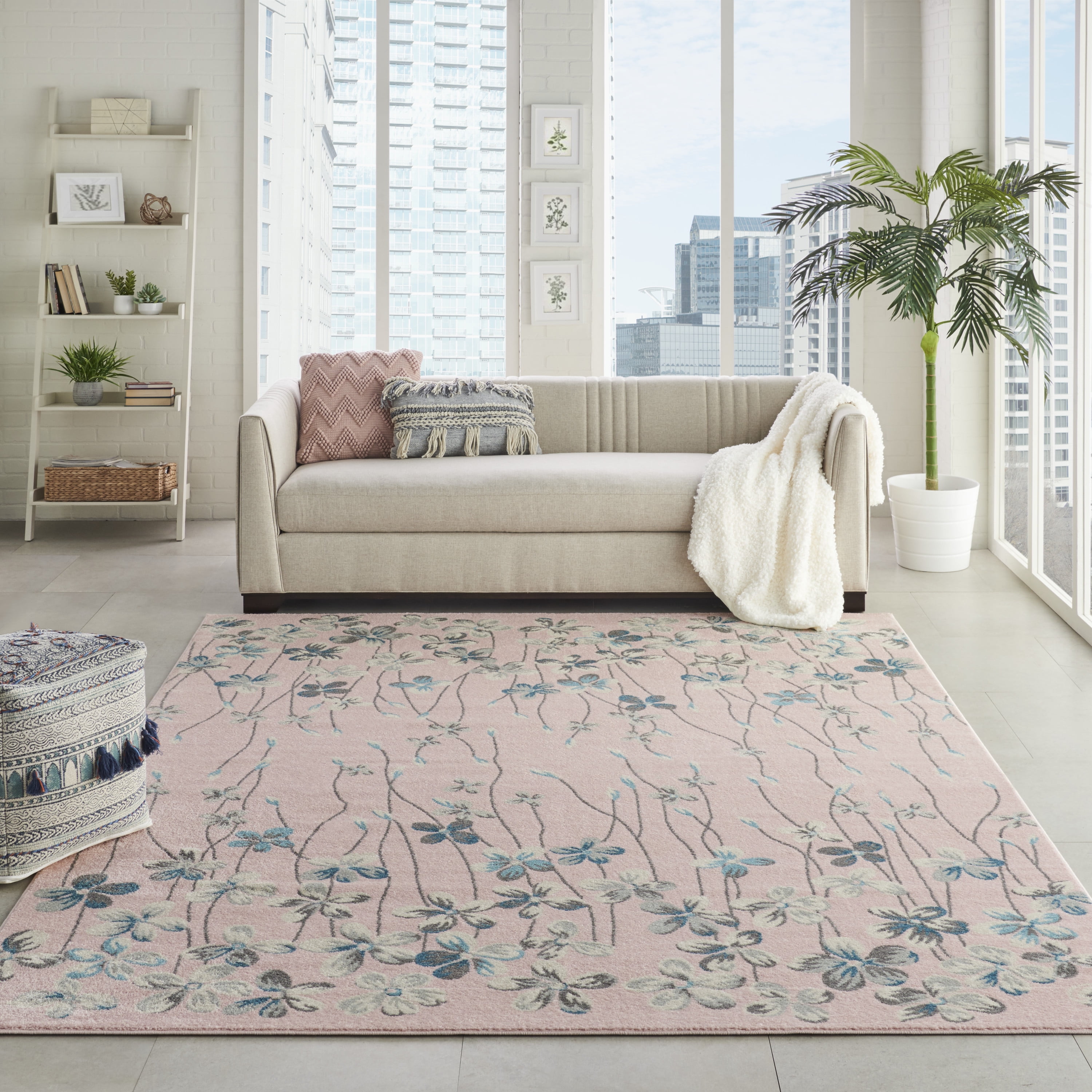 Nourison Tranquil Fl Botanical Pink Area Rug Fl Botanical Pink Area Rug