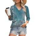 thumbnail image 4 of Texiao 3/4 Length Sleeve Women's Tops V Neck Casual Tunic Tops Basic Shirts Loose Fit Blouse, 4 of 7