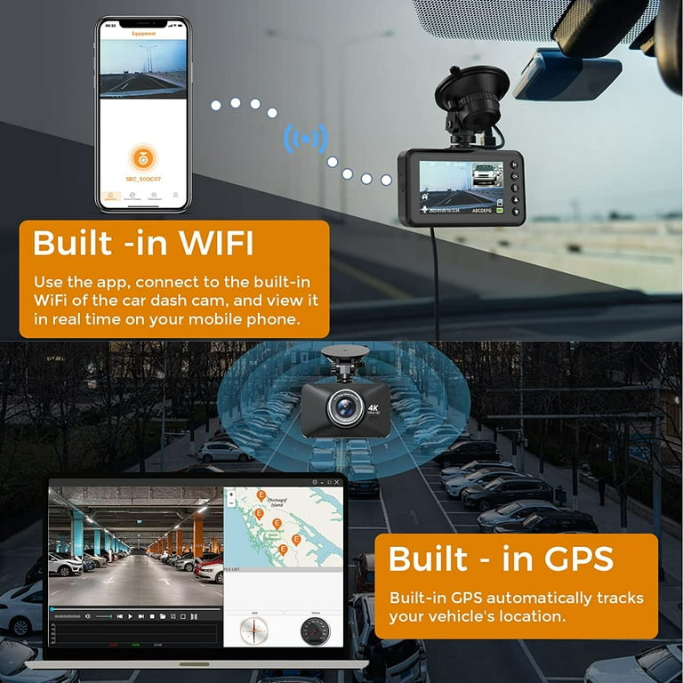iiwey S3- Upgraded 4K Dash Cam Built with WiFi GPS UHD 2160P Dashboard  Camera
