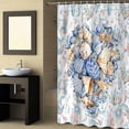 thumbnail image 2 of Fabric Shower Curtain, Summer Ocean Blue Seashell Starfish Coral Seaweed Shower Curtains with 12 Hooks Waterproof Machine Washable Bath Curtains for Bathroom, 48x 72in, 2 of 6