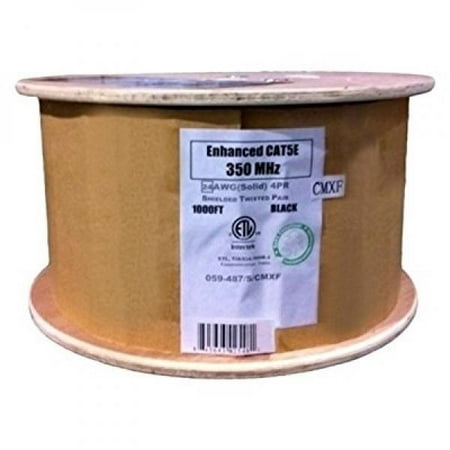- Vertical Cable Cat5e, 350 Mhz, Shielded, Gel Filled (Flooded Core), Direct Burial, 1000ft, Black, Bulk Ethernet Cable, Wooden Spool