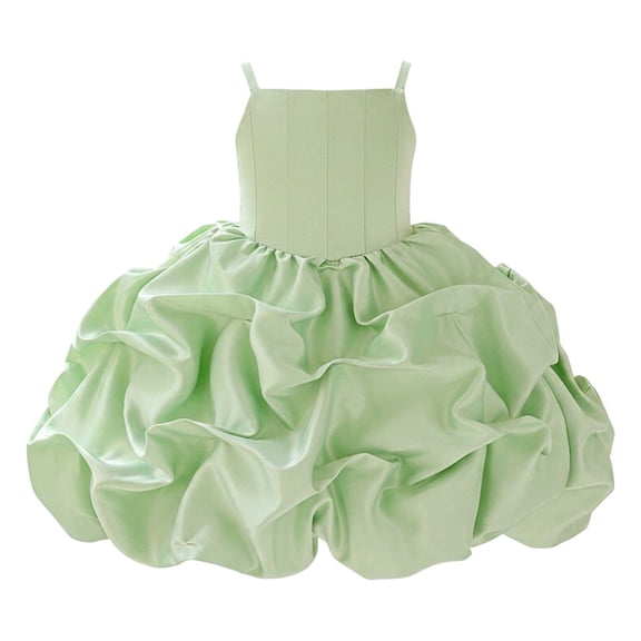 JAJAHO Flower Girls Dress Wedding Satin Dresses Spaghetti Strap Princess Birthday Party Prom Ball Gown 3-8Y