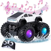 Redsmile Remote Control Car,2.4GHz Amphibious RC Cars,1:18 Waterproof Cyber Truck with LED Lights,360° Rotatable Monster Truck Toys
