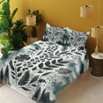 thumbnail image 2 of Ambesonne Nature Art Fitted & Top Sheet Set with Shams, Mountains Nordic Floral, Dark Petrol Blue White, 2 of 5