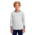 thumbnail image 3 of jobturf Girls Long Sleeve Shirts Spring Trendy Striped Shirt Athletic Workout Blouses 100 Days of School Uniform Tops Size 5-16 Years, 3 of 9