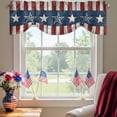 thumbnail image 2 of Independence Day Tie Up Valances Curtain, Adjustable Kitchen Metal Retro Five-Pointed Stars Wood Grain Valances for Windows Decor, Rod Pocket Short Curtains Set for Bedroom/Bathroom, 54"x18", 2 of 9