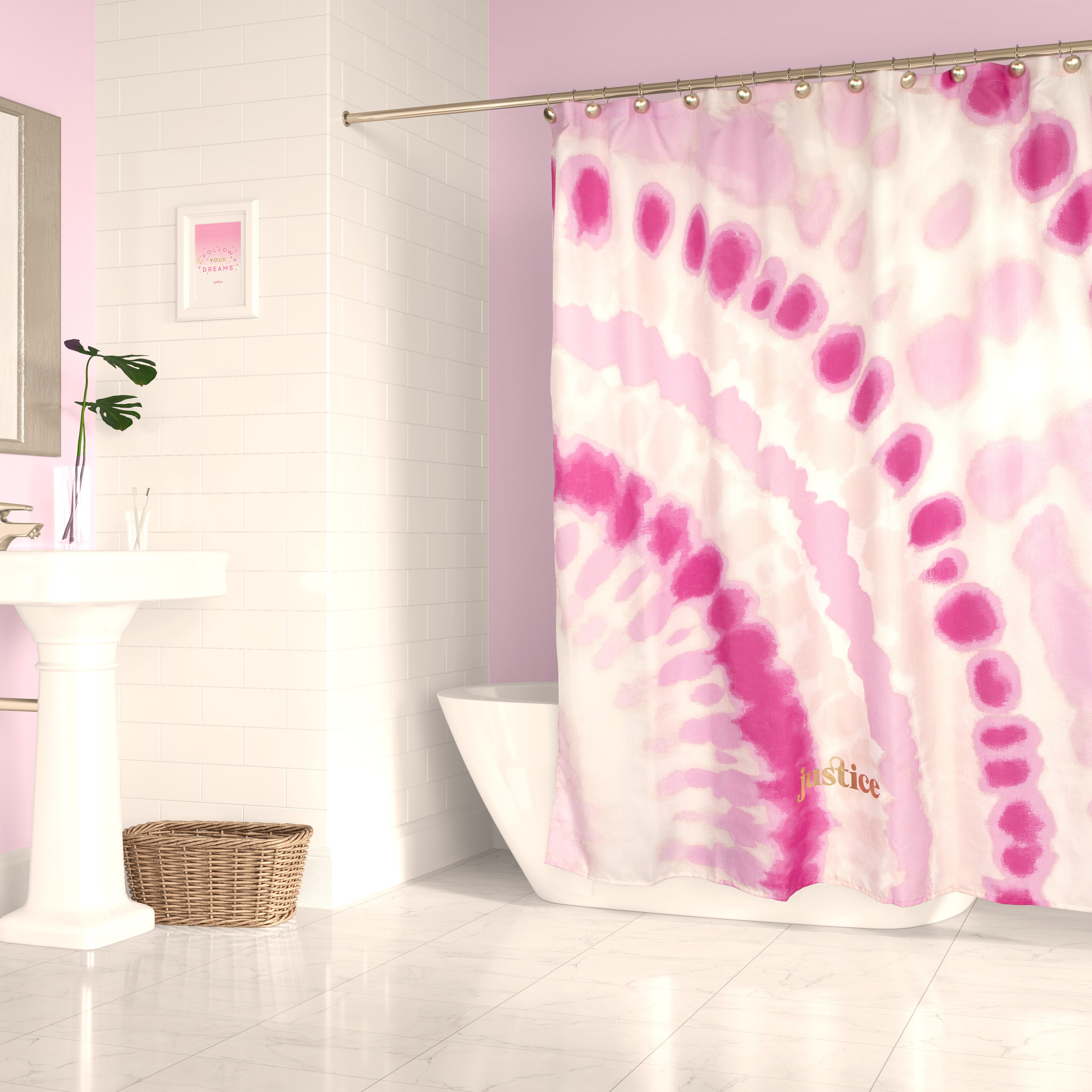 Shower Curtain 12 Hooks Clear Letter Print Mold Waterproof Resistant Bathroom 