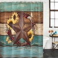 thumbnail image 2 of Country Star Vintage Bathroom Shower Curtains with 12 Hooks Polyester Waterproof Shower Curtain for Bathtubs Sunflower Farmhouse Teal Brown Western Berry Decorative Bathroom Curtain 60x72 Inches, 2 of 8