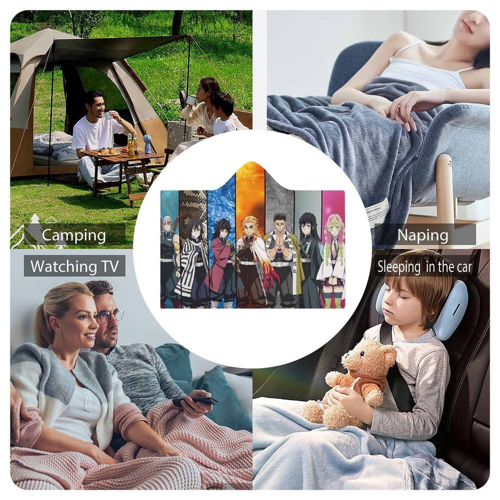 Demon Slayer Wearable Blanket Cloak Arctic Velvet Hooded Blanket Soft Fuzzy Hoodie Blanket Cape for Adults Kids 60"x80"