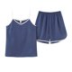 thumbnail image 2 of Karight Sleepwear for Womens Straps Tank Top Shorts 2 Piece Pajamas Lace Faux Silk Nightgowns Plain Match Thin Pjs Sets, 2 of 5