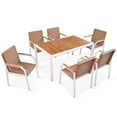 thumbnail image 5 of Glavbiku Outdoor Dining Table Set,Patio 7 Piece Wicker Furniture Set with 6 Chair for Garden,Brown, 5 of 11