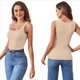 thumbnail image 3 of Camiseta Sin Mangas de Punto Acanalado Informal con Cuello Cuadrado de Verano para Mujer, Color Albaricoque L, 3 of 6